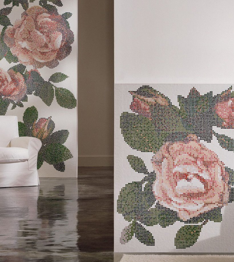 Bisazza, Springrose Bianco mosaico 32x32 cm